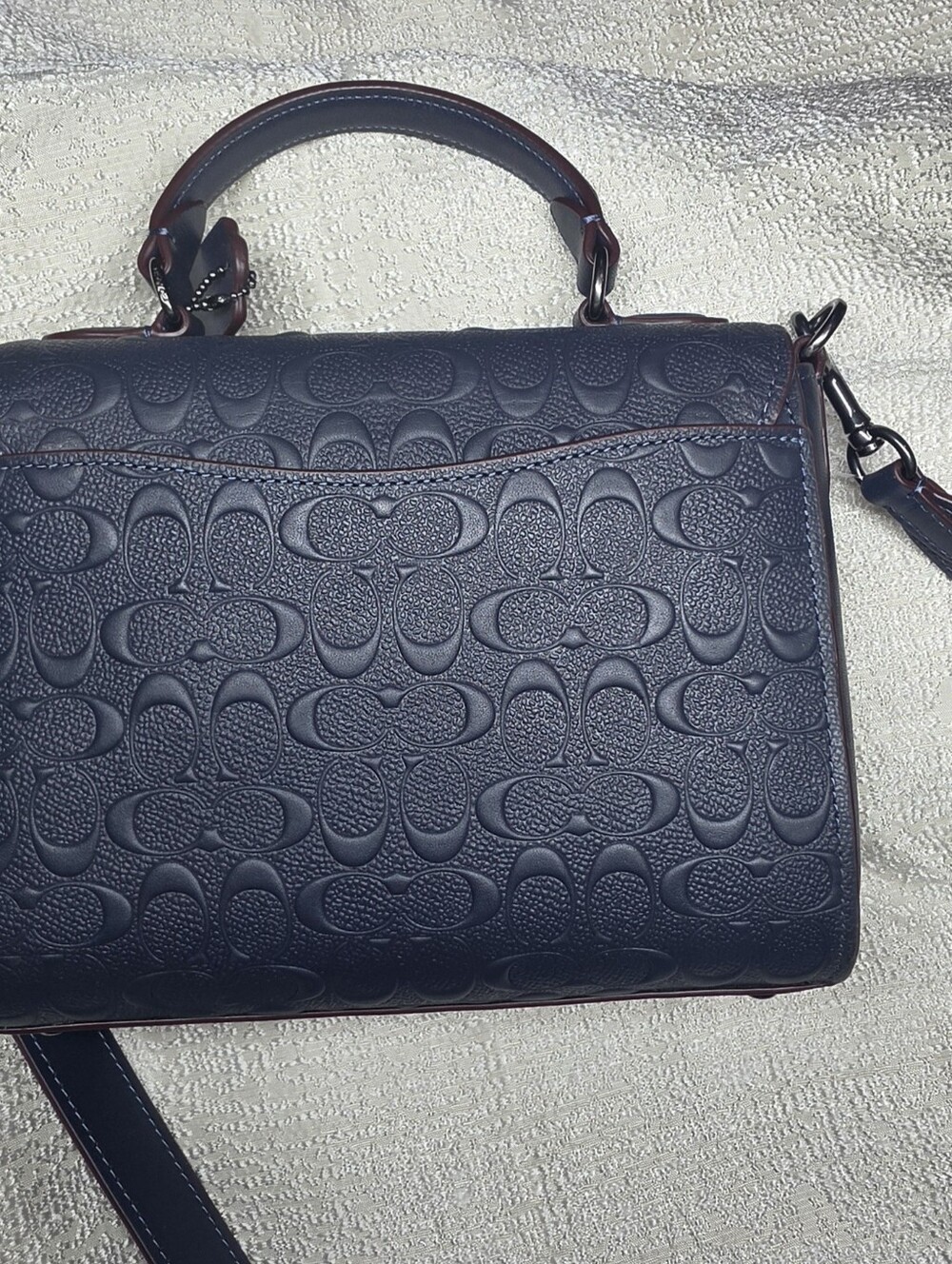 Coach Morgan Satchel Pebbled Leather Top-Handle Midnight Navy NWT - Picture 5 of 11